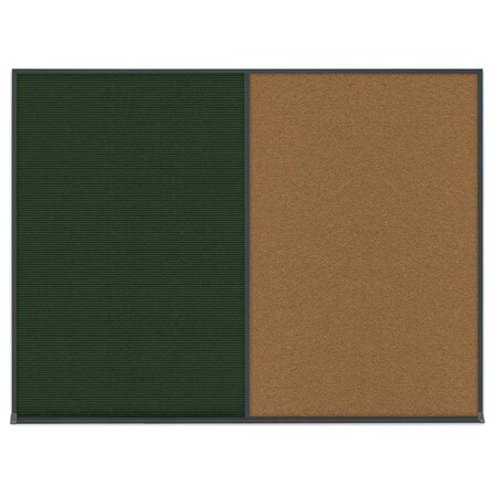 United Visual Products Double Door Radius Corkboard, 42"X32", G UV80025-GOLD-BLSPRU